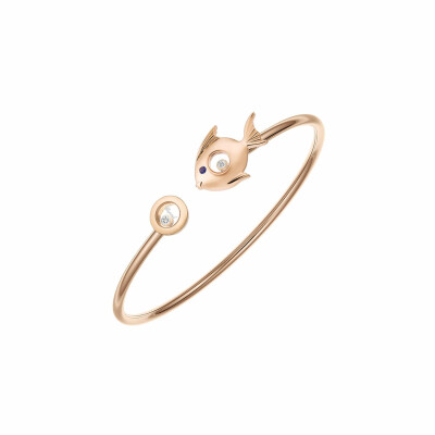 Bracelet Chopard Happy Animals Fish en or rose, saphir et diamants, taille M