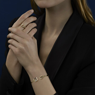 Bracelet jonc Chopard Happy Diamonds Icons en or jaune et diamants (M)