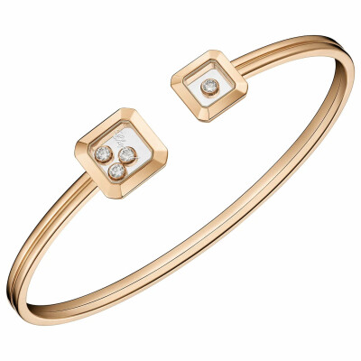 Bracelet jonc Chopard Happy Diamonds Icons en or rose et diamants (S)
