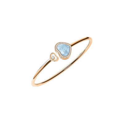 Chopard Happy Hearts Bangle Bracelet, yellow gold, diamonds and turquoise mother-of-pearl (M)