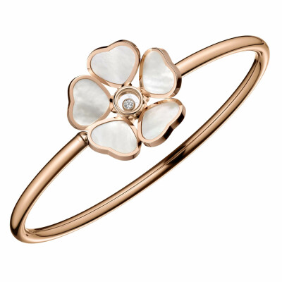 Chopard Happy Hearts Flowers bangle bracelet, rose gold, mother-of-pearl and diamonds (S)