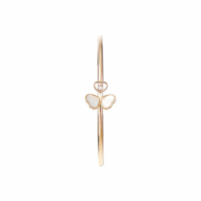Bracelet jonc Chopard Happy Hearts Wings en or rose, nacre et diamant, taille M