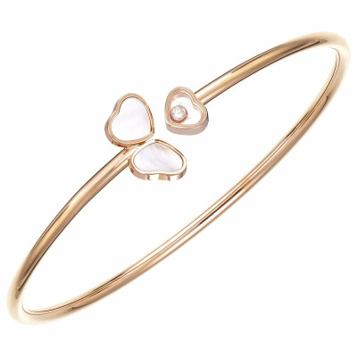 Chopard Happy Hearts Wings bangle bracelet, rose gold, mother-of-pearl and diamond, size S
