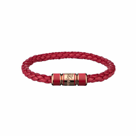 Chopard Signature bracelet, red leather and rose golded metal, size 16