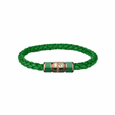 Bracelet Chopard Signature en cuir vert et métal doré rose, taille 16