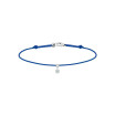 Bracelet La Brune & La Blonde BB en or blanc, cordon en tissu bleu et diamant 0.10ct