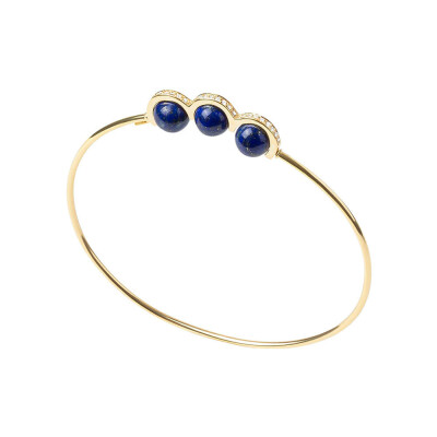 Bracelet D1928 Jonc Coco Beach, or jaune, diamants et Lapis Lazuli