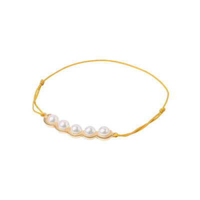 Bracelet D1928 Coco Beach, or jaune et Perles Blanches