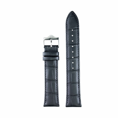 Bracelet de montre Lip Himalaya 40mm Cuir noir façon crocodile 20mm
