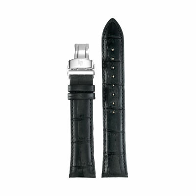 Bracelet de montre Lip Himalaya 40mm Cuir noir façon crocodile 20mm