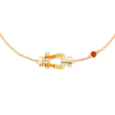 Bracelet FRED Force 10 Petit Modèle en or jaune, diamants et pierres de couleur #FREDxRolandGarros