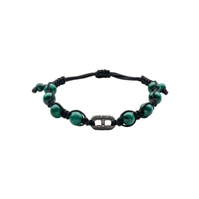 Bracelet Raynal en or rose, diamants et malachite