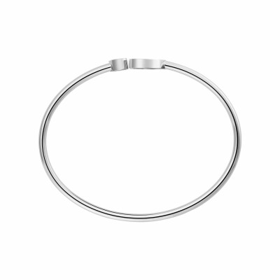 Bracelet Jonc Chopard Happy Hearts en or blanc, diamant et nacre rose (M)