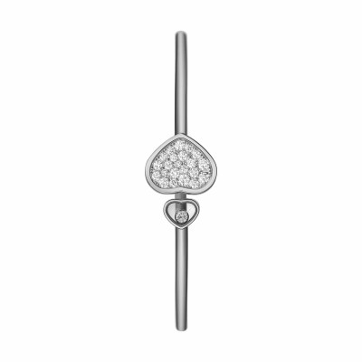 Bracelet Jonc Chopard Happy Hearts en or blanc et diamants (S)