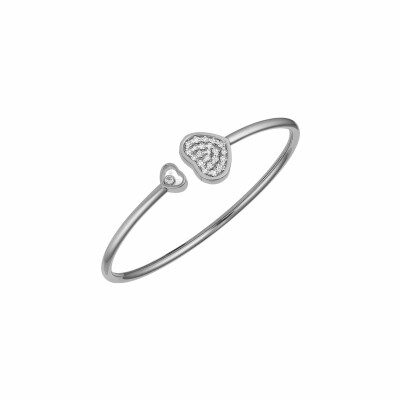 Bracelet Jonc Chopard Happy Hearts en or blanc et diamants (S)
