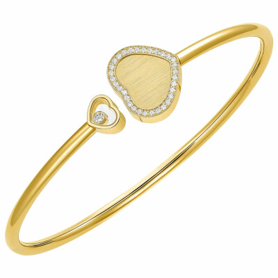 Bracelet Jonc Chopard Happy Hearts en or jaune et diamants (M)