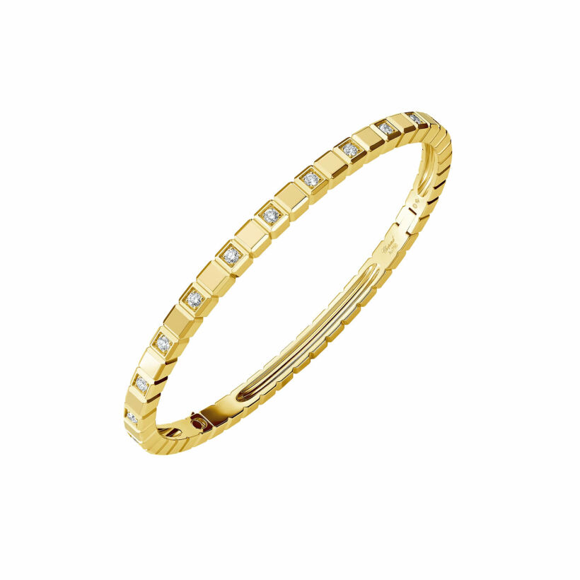 Bracelet jonc Chopard Ice Cube en or jaune  éthique et diamants semi-sertis, taille M