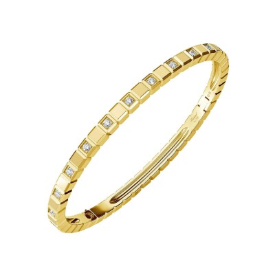 Bracelet jonc Chopard Ice Cube en or jaune  éthique et diamants semi-sertis, taille M