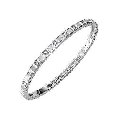 Bracelet jonc Chopard Ice Cube en or blanc éthique et diamants semi-sertis, taille S