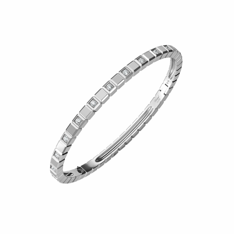 Chopard Ice Cube in ethical white gold and diamonds semi set, size S bangle bracelet