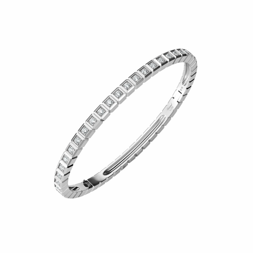 Chopard Ice Cube in ethical white gold and diamonds full set, size M bangle bracelet