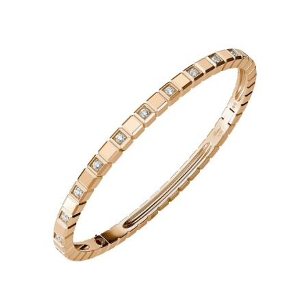 Chopard Ice Cube in ethical rose gold and diamonds semi set, size L bangle bracelet