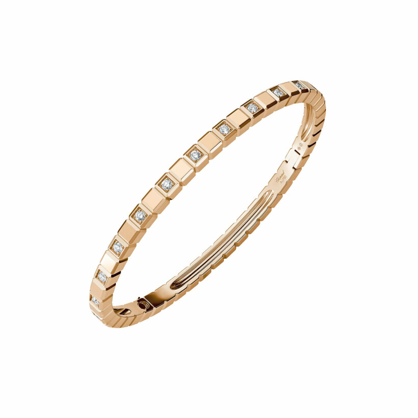 Chopard Ice Cube in ethical rose gold and diamonds semi set, size M bangle bracelet