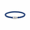 Bracelet Montblanc Meisterstück en acier et cuir bleu avec fermeture à 3 anneaux