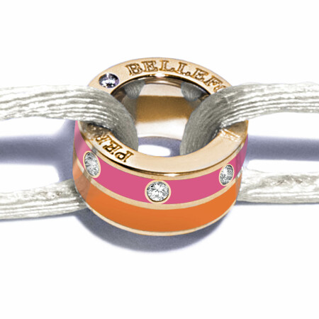 Bracelet Persan & Bellefond Token Fuchsia de Magellan Terre Orange 5 Diamants