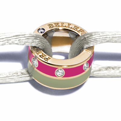 Bracelet Persan & Bellefond Token Fuchsia de Magellan Vert Mousse 5 Diamants BRJDILPSM