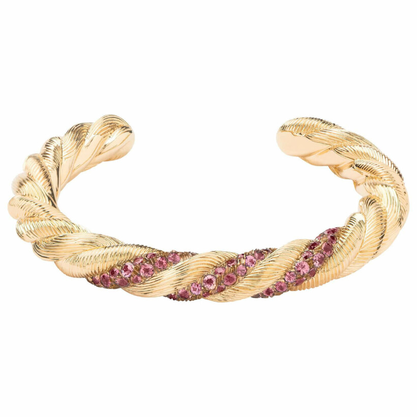 Bracelet Poiray Dune  en or jaune et Rhodolite