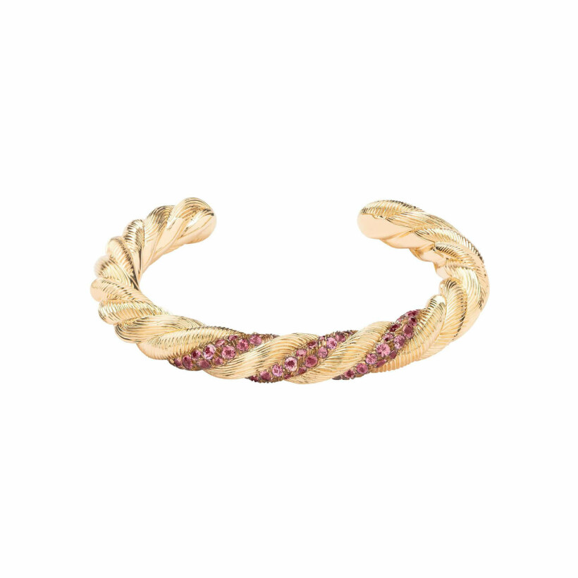 Bracelet Poiray Dune  en or jaune et Rhodolite