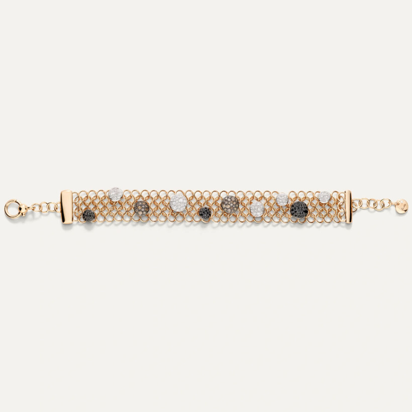 Bracelet Pomellato Sabbia en or rose, diamants, diamants bruns et diamants noirs