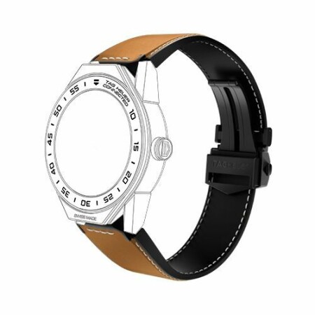 Bracelet pour TAG Heuer Connected Modular 45 cuir de veau brun