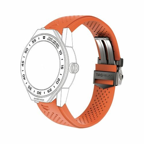 Bracelet for TAG Heuer Connected Modular 45 orange rubber