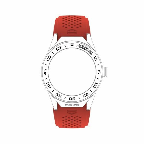Bracelet pour TAG Heuer Connected Modular 45 caoutchouc rouge