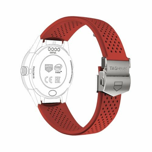 Bracelet pour TAG Heuer Connected Modular 45 caoutchouc rouge