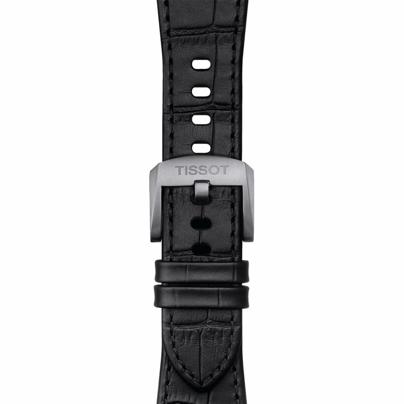 Bracelet de montre Tissot Officiel PRX Cuir Noir Façon Alligator