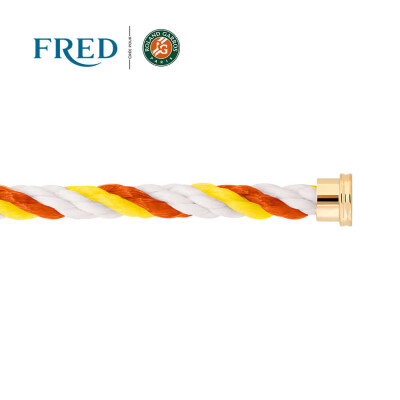 Câble FRED interchangeable Grand Modèle en corderie terracotta, blanc et jaune avec embouts en acier plaqué or jaune #FREDxRolandGarros