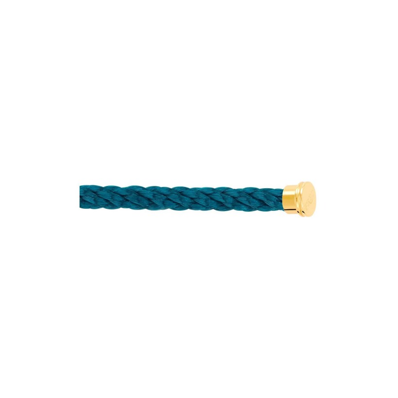 Câble FRED interchangeable Grand Modèle en corderie bleu riviera avec embouts acier plaqué or jaune