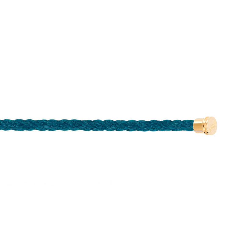 Câble FRED interchangeable Moyen Modèle en corderie bleu riviera avec embouts acier plaqué or jaune
