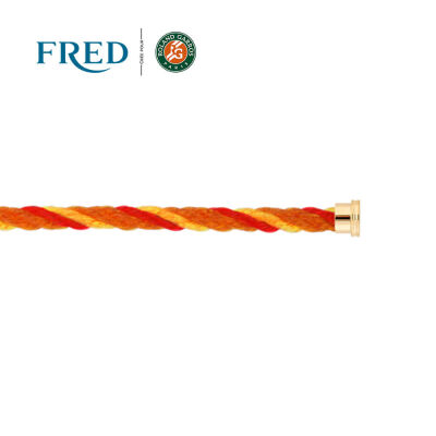 FRED interchangeable cable, medium model, terracotta, red and yellow corderie cable, yellow gold-plated steel end caps #FREDxRolandGarros