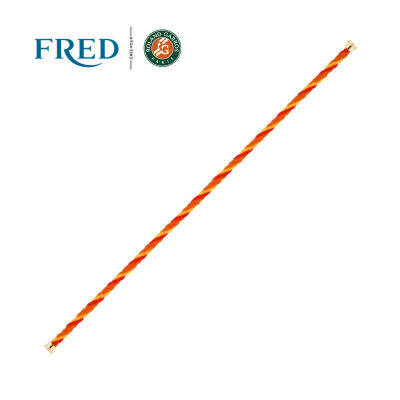 FRED interchangeable cable, medium model, terracotta, red and yellow corderie cable, yellow gold-plated steel end caps #FREDxRolandGarros