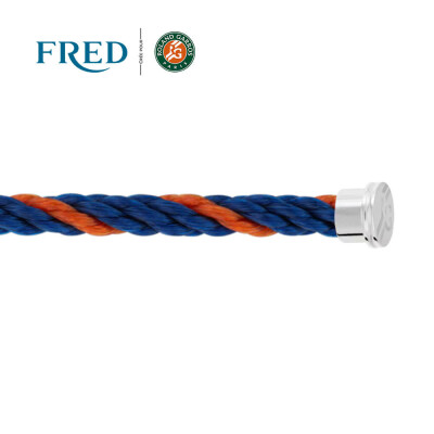 Câble FRED interchangeable Grand Modèle en corderie terracotta et bleu, embouts acier #FREDxRolandGarros