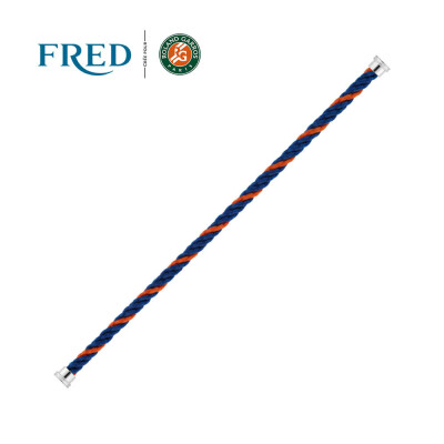 Câble FRED interchangeable Grand Modèle en corderie terracotta et bleu, embouts acier #FREDxRolandGarros