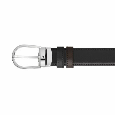 Ceinture Montblanc réversible à boucle fer à cheval de 30mm en cuir noir/marron
