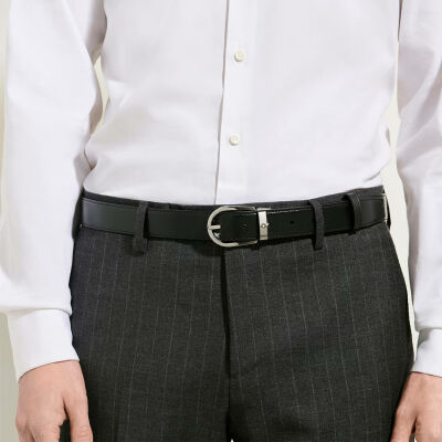Ceinture Montblanc réversible à boucle fer à cheval de 30mm en cuir noir/marron
