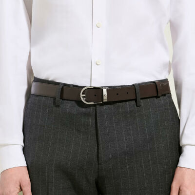Ceinture Montblanc réversible à boucle fer à cheval de 30mm en cuir noir/marron