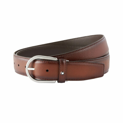 Montblanc Horseshoe buckle brown 35 mm leather belt