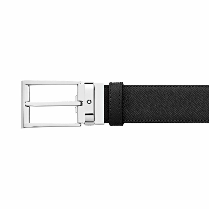 Ceinture Montblanc Sartorial réversible de 35mm en cuir noir/bleu